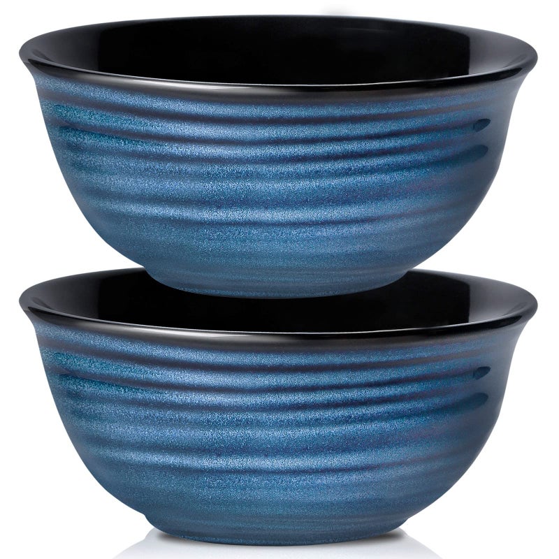 Hasense Serving Bowls 60 Ounces Ceramic Salad Pasta Soup Bowls 85 inch Large Bowls for Kitchen Ramen Pho Fruit Cereal Popcorn Microwave and Dishwasher Safe Set of 2 Blue