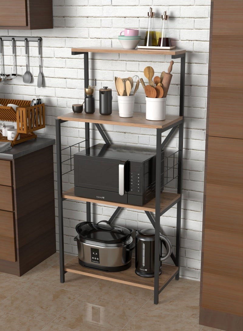 DANTA HOME Coffee Corner Table With 4 Wooden Tops And A Metal Structure To Arrange And Organize Your Needs - Brown/Black Wood  140 x64 34 cm - Image 5