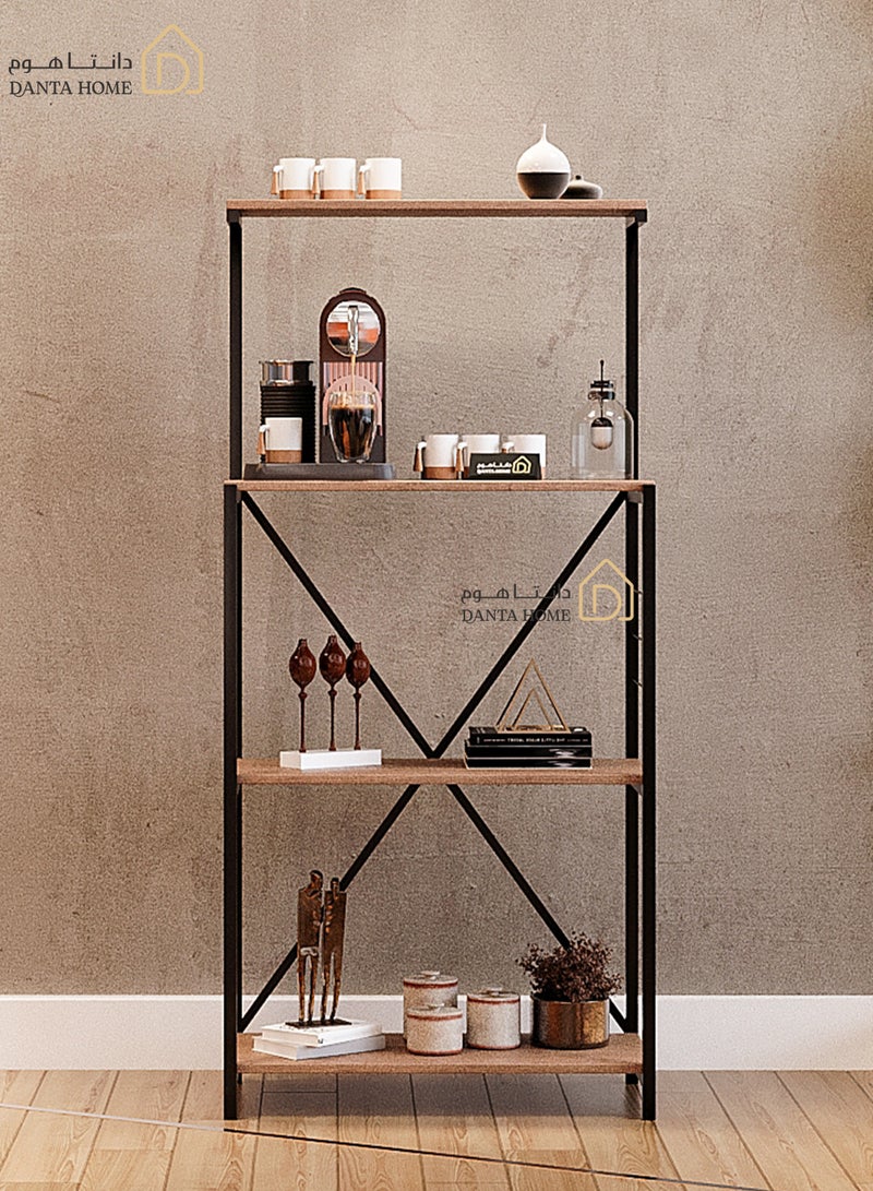 DANTA HOME Coffee Corner Table With 4 Wooden Tops And A Metal Structure To Arrange And Organize Your Needs - Brown/Black Wood  140 x64 34 cm - Image 2