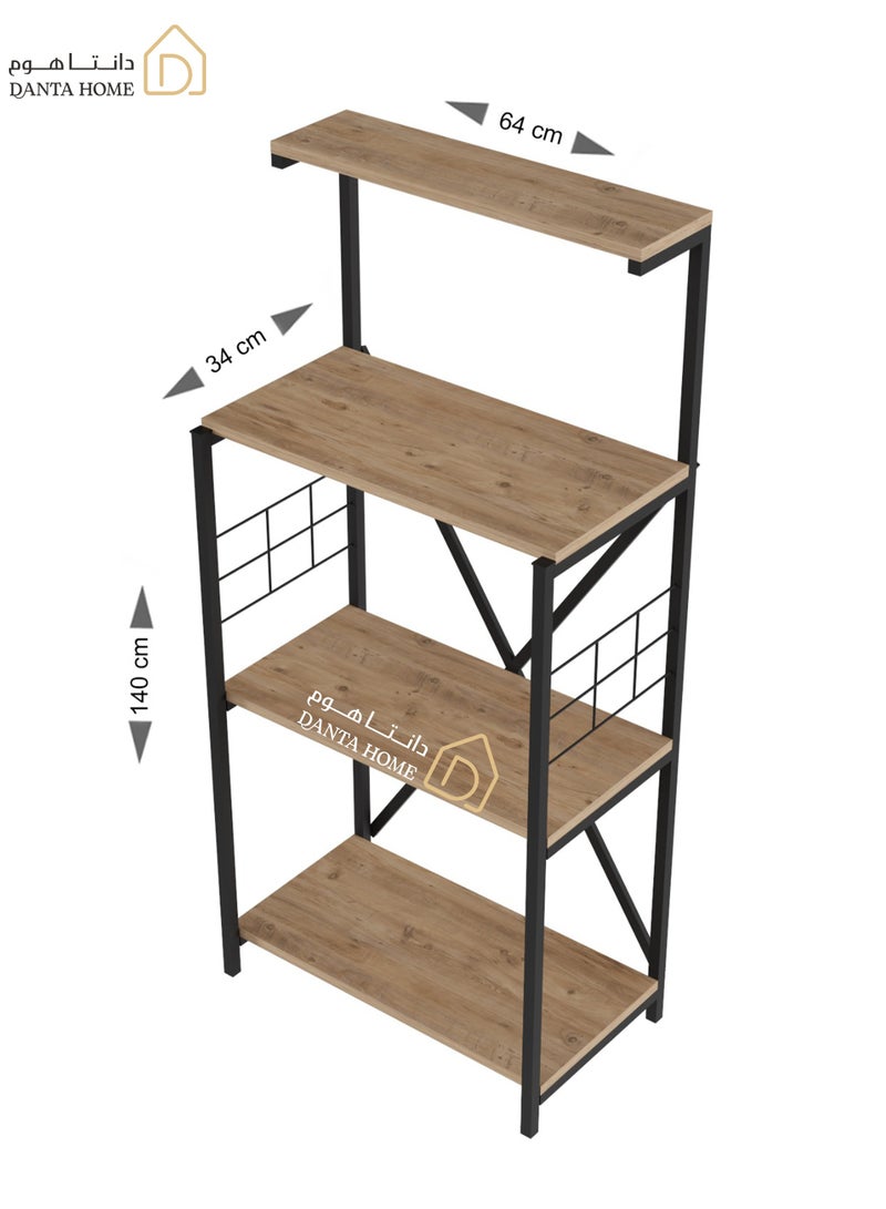 DANTA HOME Coffee Corner Table With 4 Wooden Tops And A Metal Structure To Arrange And Organize Your Needs - Brown/Black Wood  140 x64 34 cm - Image 4