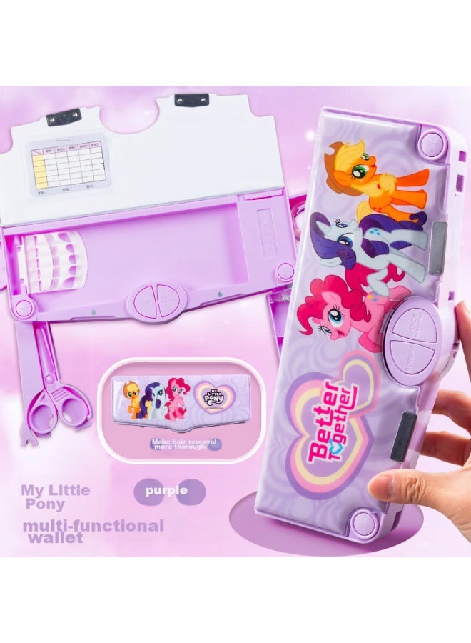 One Is Yizheng Pencil Case, Stationery Box, My Little Pony Stylish Birthday Student Back-to Season Exam Gift, Large Capacity Multifunctional Cartoon, Versatile Planner, Purple 3538 - Image 1