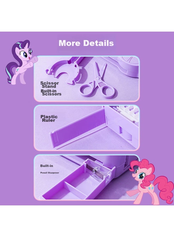 One Is Yizheng Pencil Case, Stationery Box, My Little Pony Stylish Birthday Student Back-to Season Exam Gift, Large Capacity Multifunctional Cartoon, Versatile Planner, Purple 3538 - Image 5