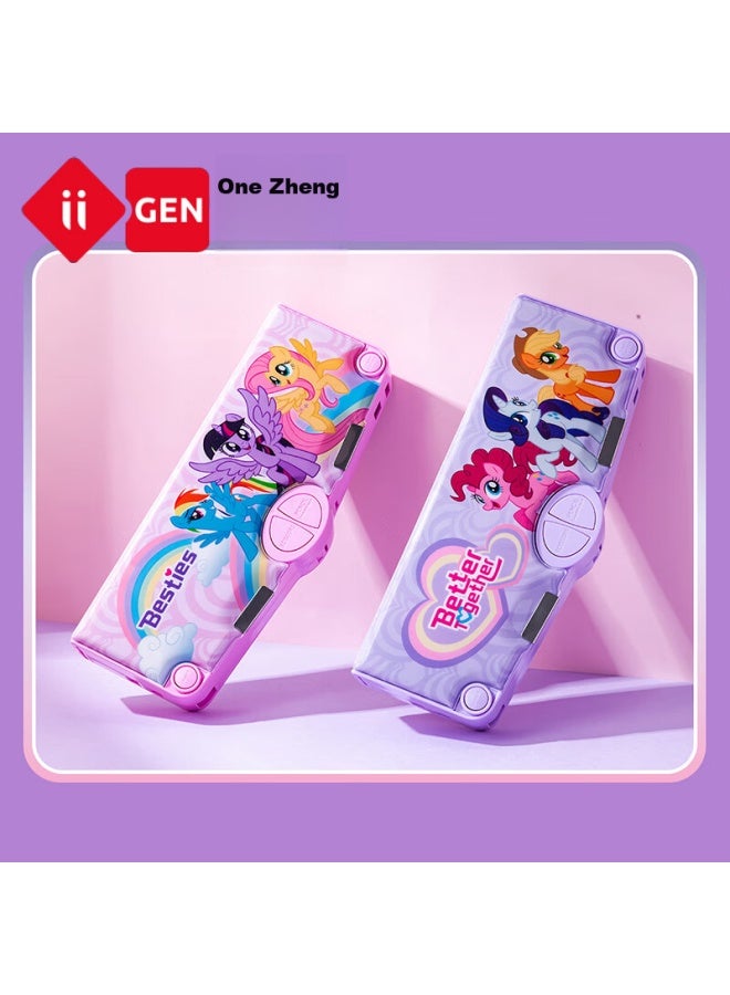 One Is Yizheng Pencil Case, Stationery Box, My Little Pony Stylish Birthday Student Back-to Season Exam Gift, Large Capacity Multifunctional Cartoon, Versatile Planner, Purple 3538 - Image 3