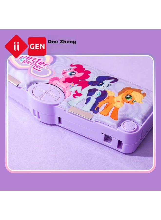 One Is Yizheng Pencil Case, Stationery Box, My Little Pony Stylish Birthday Student Back-to Season Exam Gift, Large Capacity Multifunctional Cartoon, Versatile Planner, Purple 3538 - Image 4