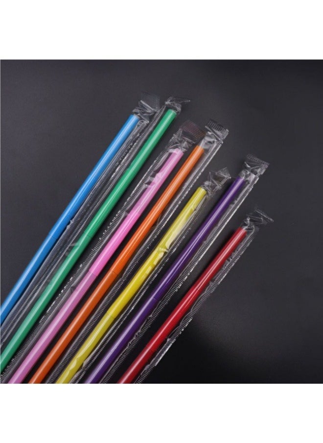 100-Piece Individually Wrapped Drinking Straw Plastic Straws Multicolor