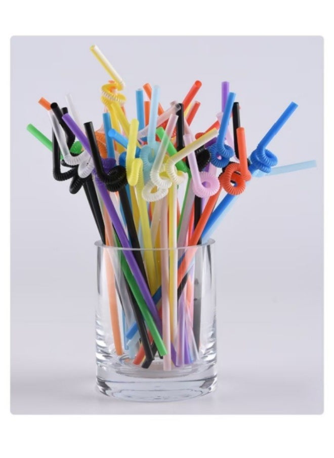 100-Piece Individually Wrapped Drinking Straw Plastic Straws Multicolor