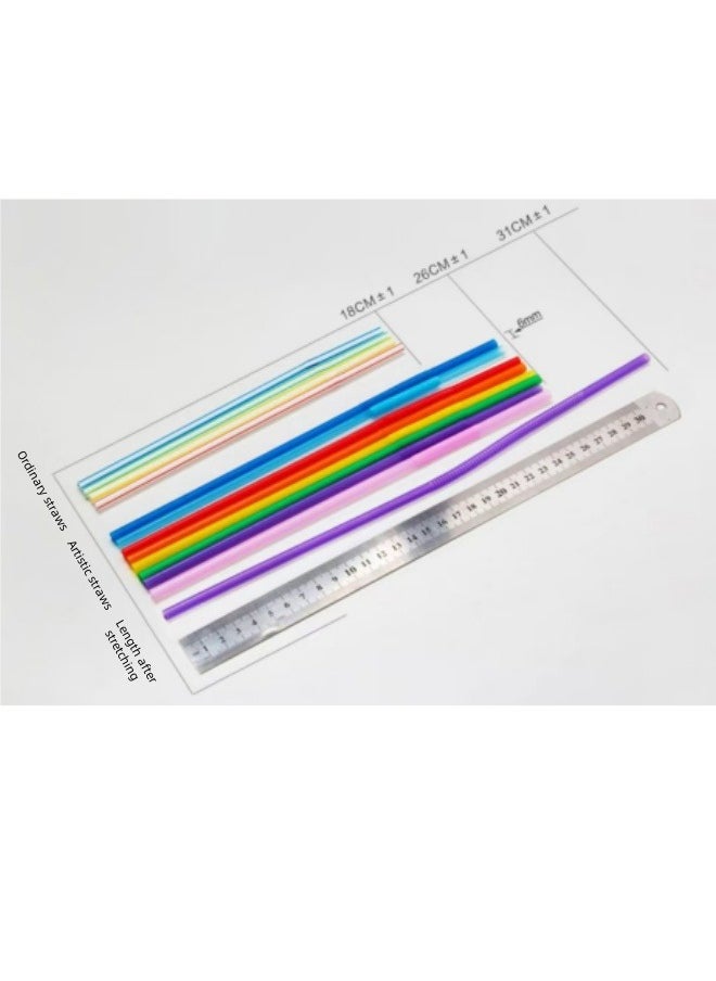 100-Piece Individually Wrapped Drinking Straw Plastic Straws Multicolor