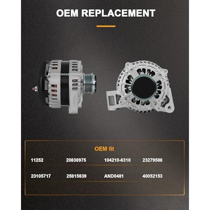 ROADFAR New Alternator Replacement for Buick for Enclave 2008-2016, for Chevrolet for Traverse 2009-2016, for GMC for Acadia 2007-2016, for Saturn for Outlook 2007-2010 - Image 5
