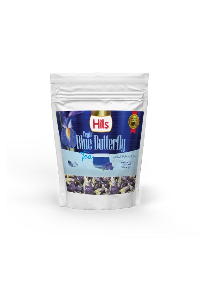هيلز شاي زهرة البازلاء الزرقاء من هيلز، 40 غرام - شاي أعشاب طبيعي 100%، شاي البازلاء الزرقاء، يُنقع كشاي ساخن أو مثلج - Image 1