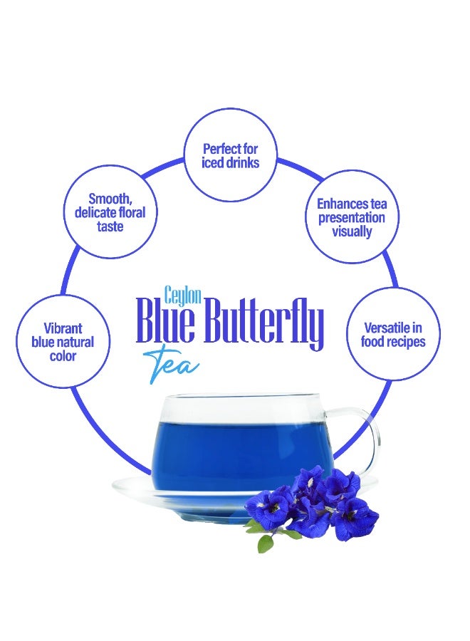 هيلز شاي زهرة البازلاء الزرقاء من هيلز، 40 غرام - شاي أعشاب طبيعي 100%، شاي البازلاء الزرقاء، يُنقع كشاي ساخن أو مثلج - Image 4