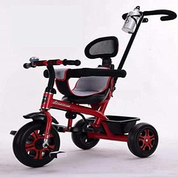 KIDS TRICYCLES FOR 1 TO 6 YEARS OLD BABY TRIKE KID'S RIDE ON TRICYCLE WITH PUSH BAR 3 WHEELS BIKE FOR BOYS AND GIRLS 3 WHEELS TODDLER TRICYCLE (RED) - Image 5