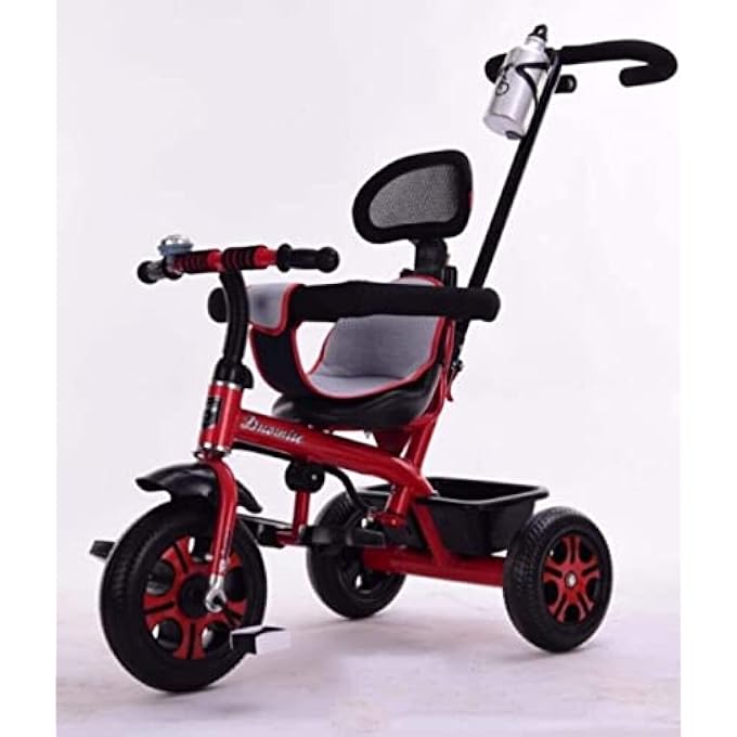 KIDS TRICYCLES FOR 1 TO 6 YEARS OLD BABY TRIKE KID'S RIDE ON TRICYCLE WITH PUSH BAR 3 WHEELS BIKE FOR BOYS AND GIRLS 3 WHEELS TODDLER TRICYCLE (RED) - Image 4
