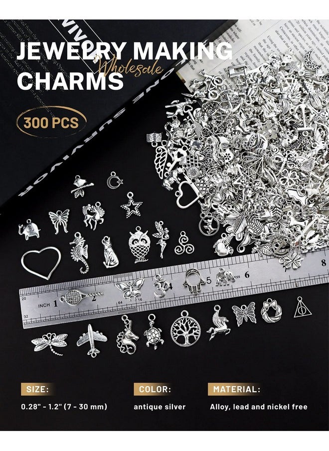 JIALEEY - 300 Pcs Wholesale Bulk Lots Jewelry Making Charms Mixed Smooth Tibetan Silver Alloy Charms Pendants Diy For Bracelet Necklace Jewelry Making And Crafting - Image 1