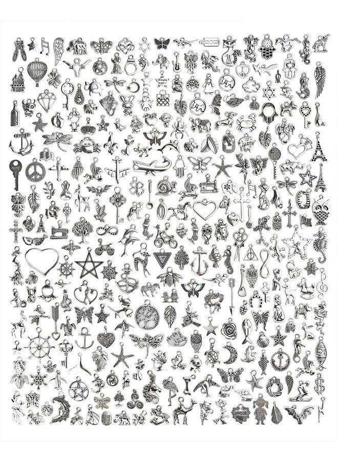 JIALEEY - 300 Pcs Wholesale Bulk Lots Jewelry Making Charms Mixed Smooth Tibetan Silver Alloy Charms Pendants Diy For Bracelet Necklace Jewelry Making And Crafting - Image 1
