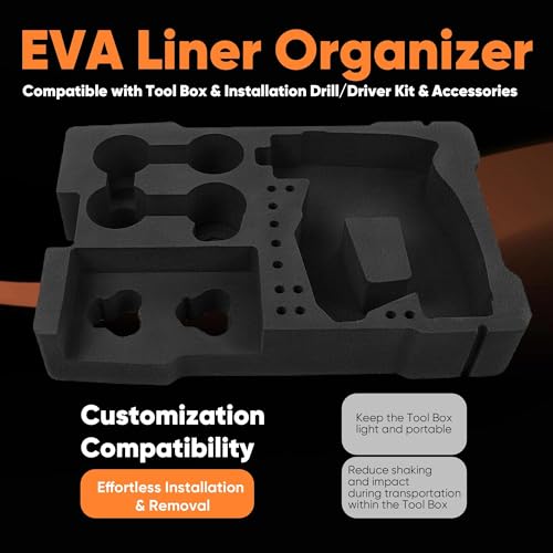 Yudylg EVA Liner Compatible with 8435 Series Tool Box - Custom Inserts Fit for 2505 Series Installation Drill/Driver Kit & Accessories, Black - Image 2