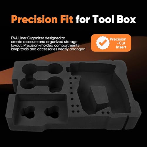 Yudylg EVA Liner Compatible with 8435 Series Tool Box - Custom Inserts Fit for 2505 Series Installation Drill/Driver Kit & Accessories, Black - Image 4