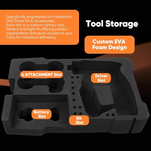 Yudylg EVA Liner Compatible with 8435 Series Tool Box - Custom Inserts Fit for 2505 Series Installation Drill/Driver Kit & Accessories, Black - Image 3