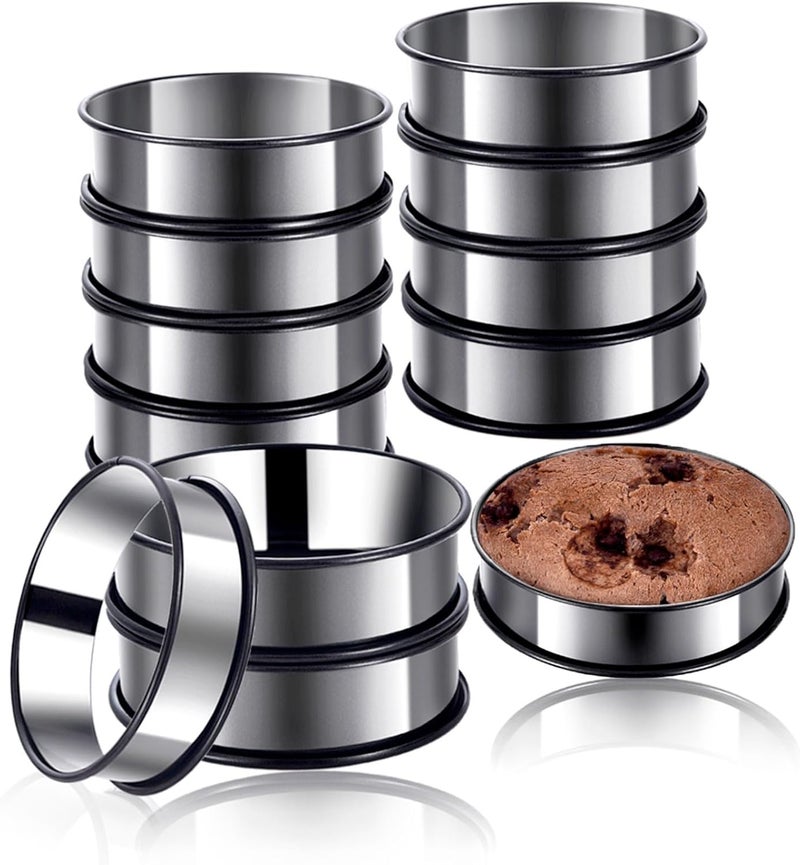 KUAYB 12Pieces Crumpet Rings Nonstick English Muffin Rings, 3.15 Inch Stainless Steel Double Rolled Metal Baking Tart Ring Molds for cookies, pastries - Image 1