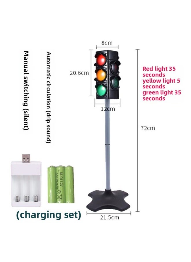 Traffic Signs Children's Equipment Toys Outdoor Kindergarten Desk Command Desk Rules Zebra Crossing Traffic Lights-Specifications:Rechargeable Version/72cm Traffic Light Comes With Carpet + Road Sign  - Image 1