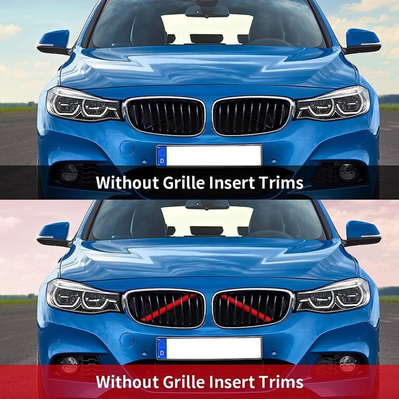 قطعتان من شرائط زخرفة شبكة المبرد لسيارات BMW، غطاء شرائط زخرفة الشبكة الأمامية متوافق مع F20 F30 F21 F22 F23 F31 F32 F33 F34 F36 F40 F44، أحمر تصميم للاستخدام طويل الأمد - Image 3
