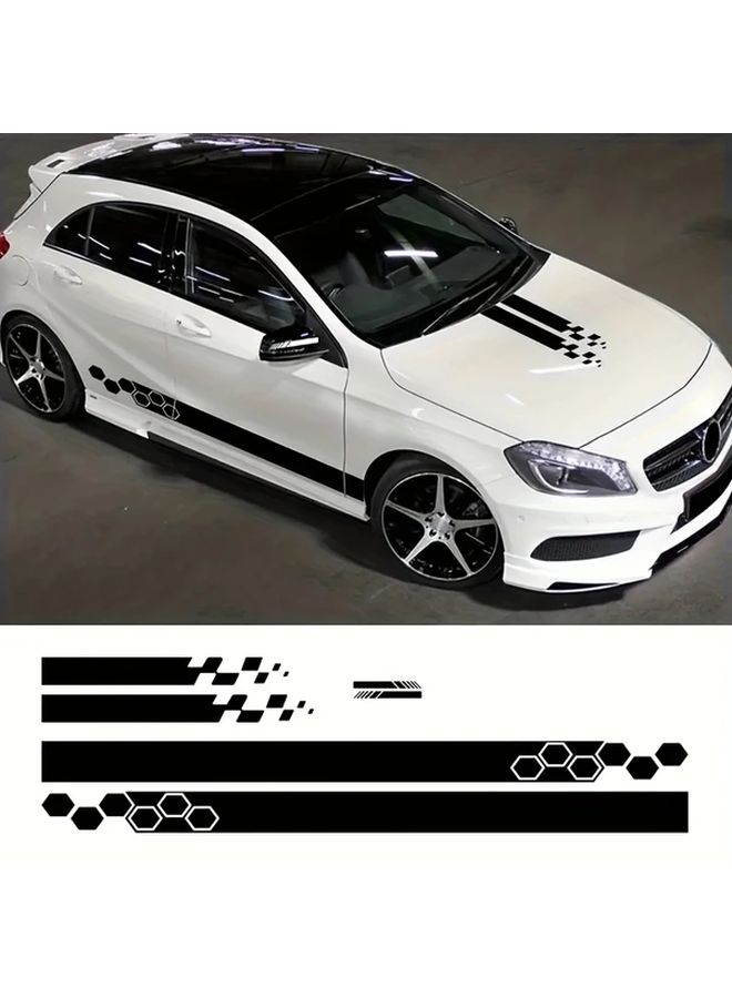 6pcs Black Car Hood Stickers Self Adhesive Geometric Racing Stripes - Image 3
