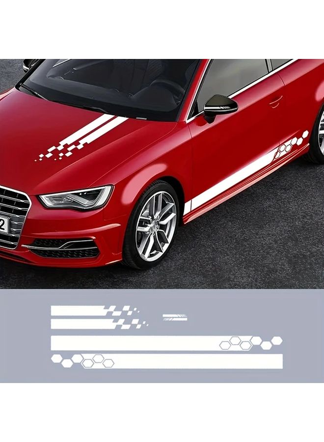 6pcs Black Car Hood Stickers Self Adhesive Geometric Racing Stripes - Image 1