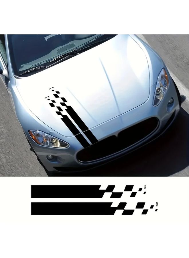 6pcs Black Car Hood Stickers Self Adhesive Geometric Racing Stripes - Image 5