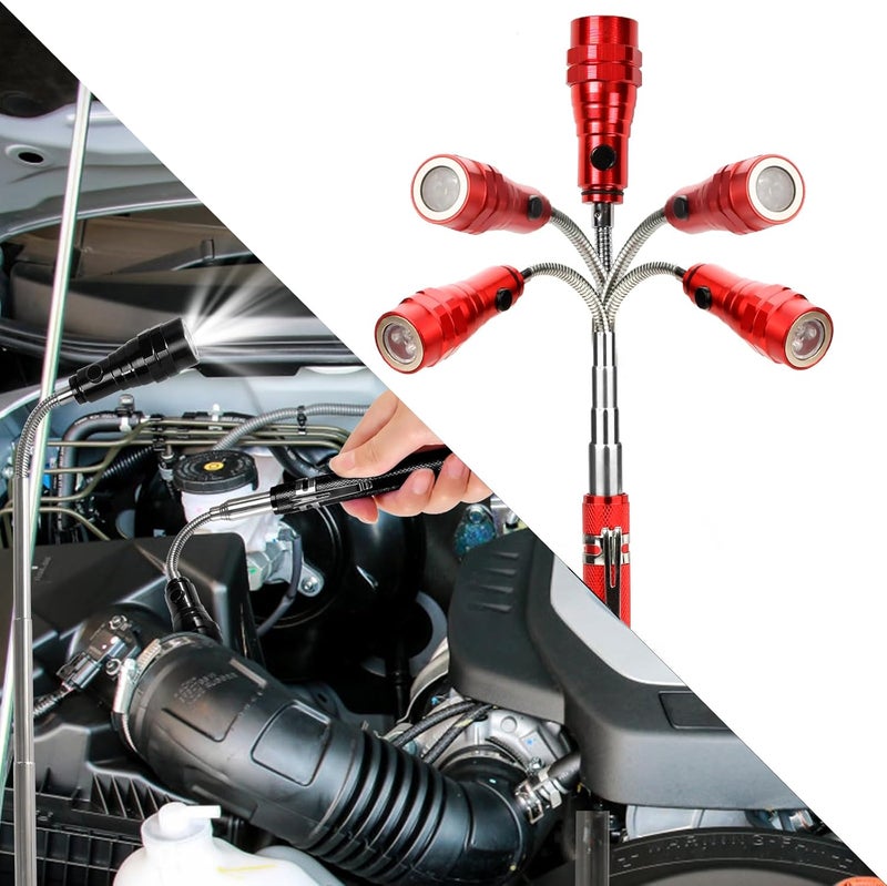 KUCHEY Magnetic Flashlight Pickup Tool Dad Gifts Cool Magnet Telescoping Gadgets with LED Gifts for Mens Husband Him Red - Image 5