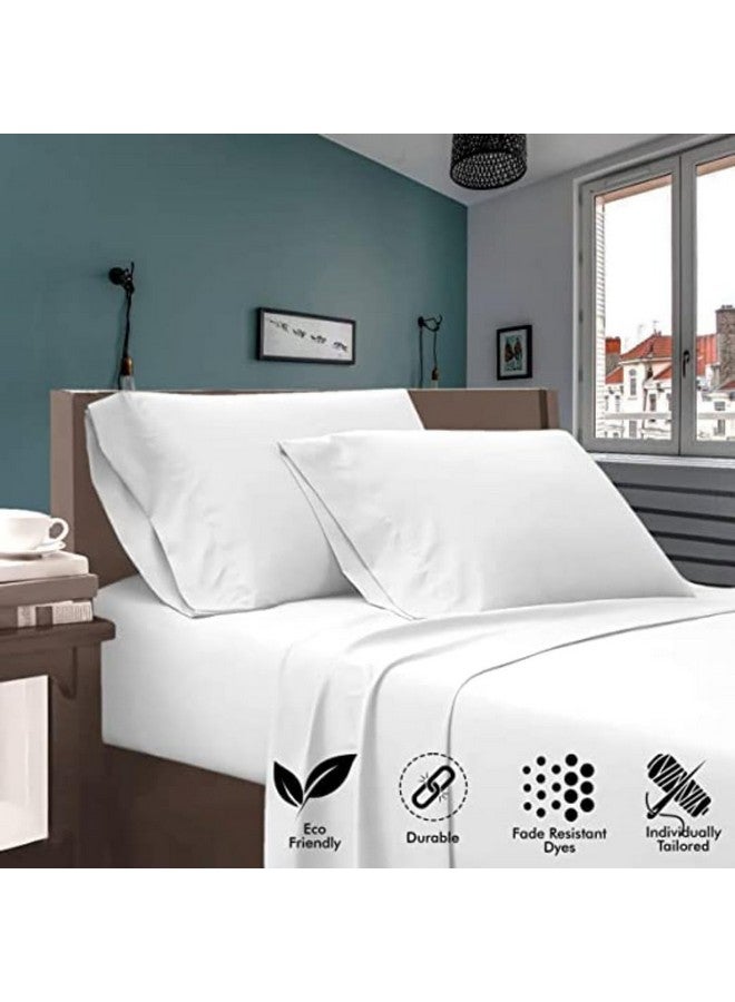 SEM B GRA - Flat BedSheet with 2 Pillow Covers 600 TC 100% Egyptian Cotton Bedsheet Comfortable & Durable Hotel Quality Sheet (Super King_110x110, White) - Image 3