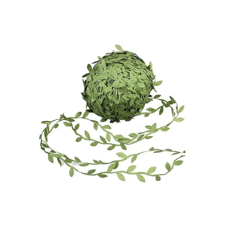 David accessories Olive Green Leaves Leaf Trim Ribbon 20 Yards  for DIY Craft Party Wedding Home Decoration Olive Green