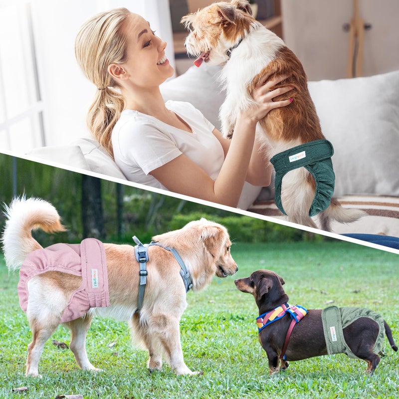 Langsprit Washable Female Dog Diapers (3 Pack) - No Leak Reusable Diapers for Doggy Female in Period - Highly Absorbent Dog Heat Panties with Adjustable Snaps Black L Size - Image 5