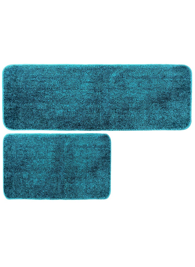 Banchmark Home Furnishings Banchmark Home Furnishings Solid Runner Floor Mat Sky Blue Polyester 40 x 120 cm 40 x 60 cm  - Image 1