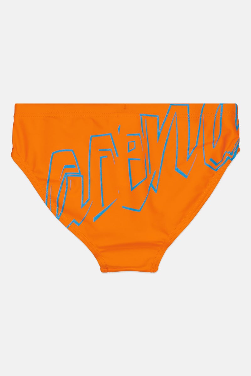 arena سروال سباحة للأطفال الأولاد بشعار العلامة التجارية، برتقالي - Image 2