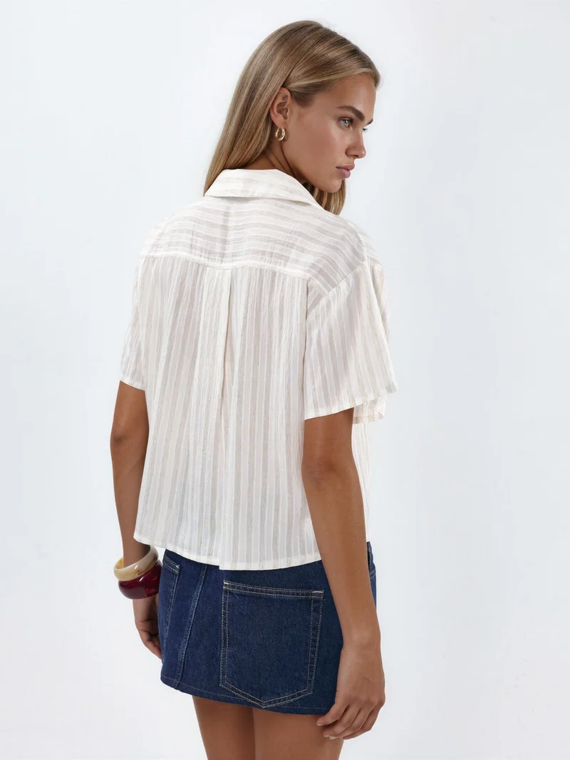 بوسيم BUSEM Striped woven shirt with open collar