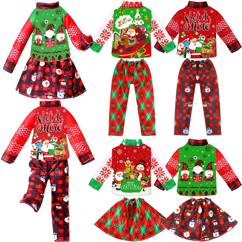 Newcotte 8 Pieces Christmas Accessories Clothes Doll Costume Santa Gingerbread Snowflake Christmas Tree Doll Clothes Holiday Outfits for Christmas Party DecorationsSnowflake - Image 3