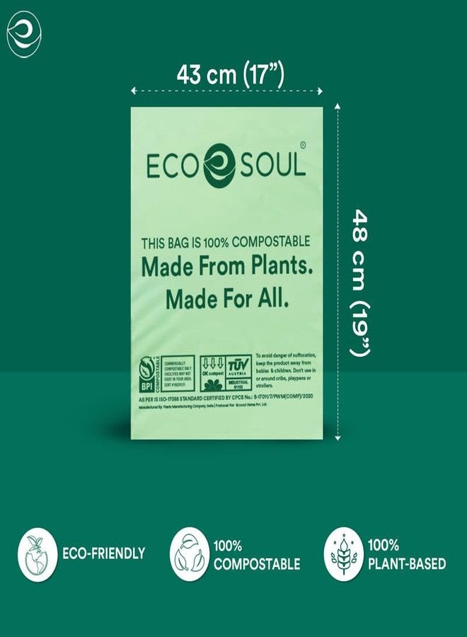 ECO SOUL [17 inch x 19 inch, 45 Pack] Small Compostable Trash Bags | Eco-Friendly Non OXO-Biodegradable Bags for Garbage Bins | Heavy Duty & Leak-Resistant | Home, Office & Kitchen Use (43 x 48 cm) - Image 2