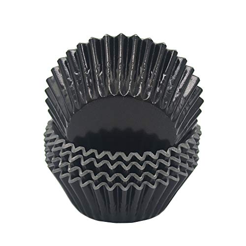 Mombake Standard Black Foil Cupcake Liners Muffin Baking Cups for Party and More, 100-Count - Image 1