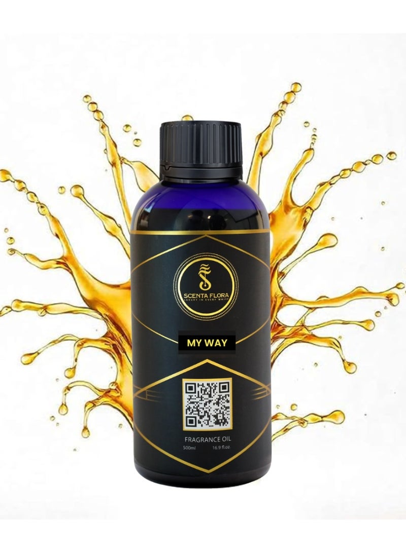 Scenta Flora My Way Aromatherapy Diffuser Oil 500ml | Large Bottle | Bergamot, Orange Blossom, Tuberose, Cedar, Vanilla & White Musk | Long-Lasting Relaxing Essential Oil Blend - Image 1