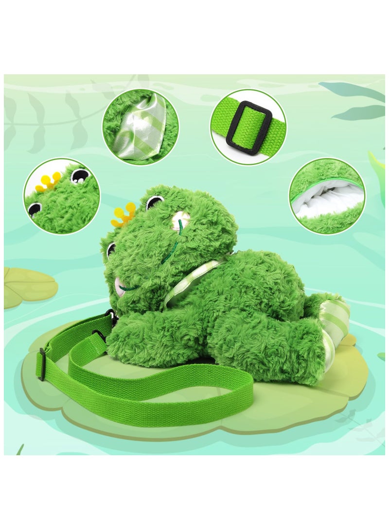 SOLARAE Frog Stuffed Animal Bag with Straps, Frog Plush Toy, 11Inch Stuffed Frog Toy with Pocket, Cute Fluffy Frog Doll Plush, Soft Kawaii Stuffed Animal, for Kids Girls Boys Adults Valentines Birthdays Gift - Image 5