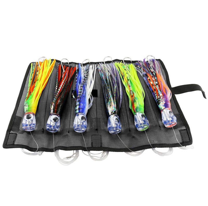 OCEAN CAT Trolling Lure Set of 6 6 inch Offshore Big Game Deep Sea Fishing Gear Mahi Trolling Lure for Marlin Tuna Mahi Dolphin Durado Wahoo Free Mesh Bag (6 in - Crystal Head - 6pcs) - Image 1