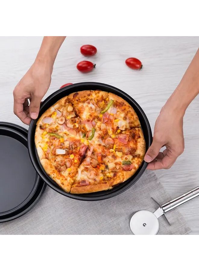 Three Piece Round Pizza Baking Mold Set With Handles Perforated Oven Tray For Crispy Crust - Image 5