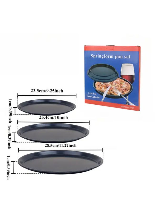 Three Piece Round Pizza Baking Mold Set With Handles Perforated Oven Tray For Crispy Crust - Image 2