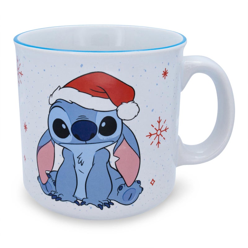 Silver Buffalo Disney Lilo & Stitch Santa Hat Ceramic Camper Mug Holds 20 Ounces - Image 1