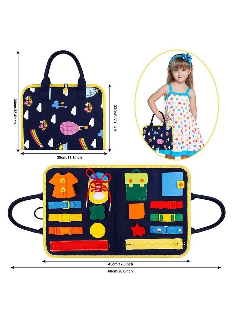 Toddlers Busy Board Montessori Busy Board Sensory Toys Basic Skills Board Early Educational Learning Toy Felt Activity Board for 1 2 3 4 5 Year Old Toddlers Kids  - Image 2
