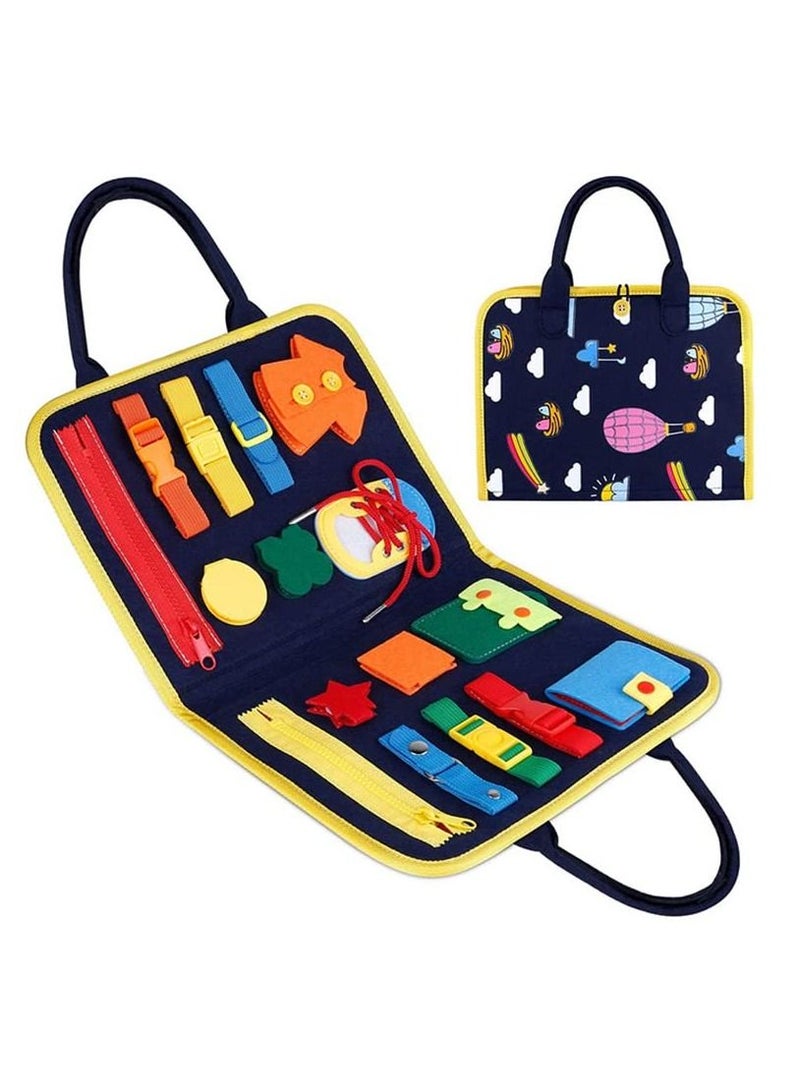 Toddlers Busy Board Montessori Busy Board Sensory Toys Basic Skills Board Early Educational Learning Toy Felt Activity Board for 1 2 3 4 5 Year Old Toddlers Kids  - Image 1
