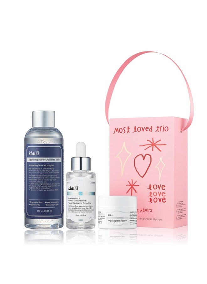 DearKlairs DearKlairs Most Loved Skincare Set - Unscented Toner, Vitamin Serum & E Mask | Korean Glass Skin Routine | Sensitive Skin-Friendly Valentine's Galentines Holiday Gift | Hydrating, Revitalizing  - Image 1