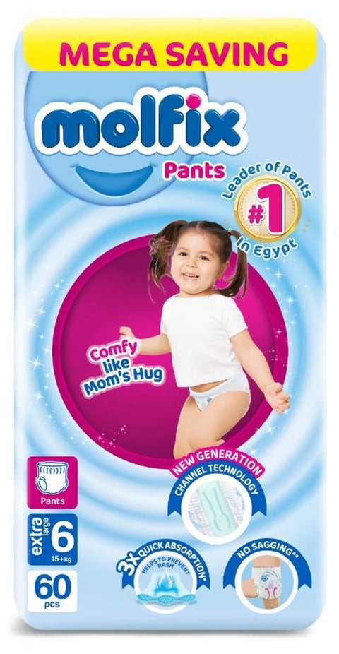 عبوة ضخمة من 60 حفاضة كبيرة جدًا - مقاس 6