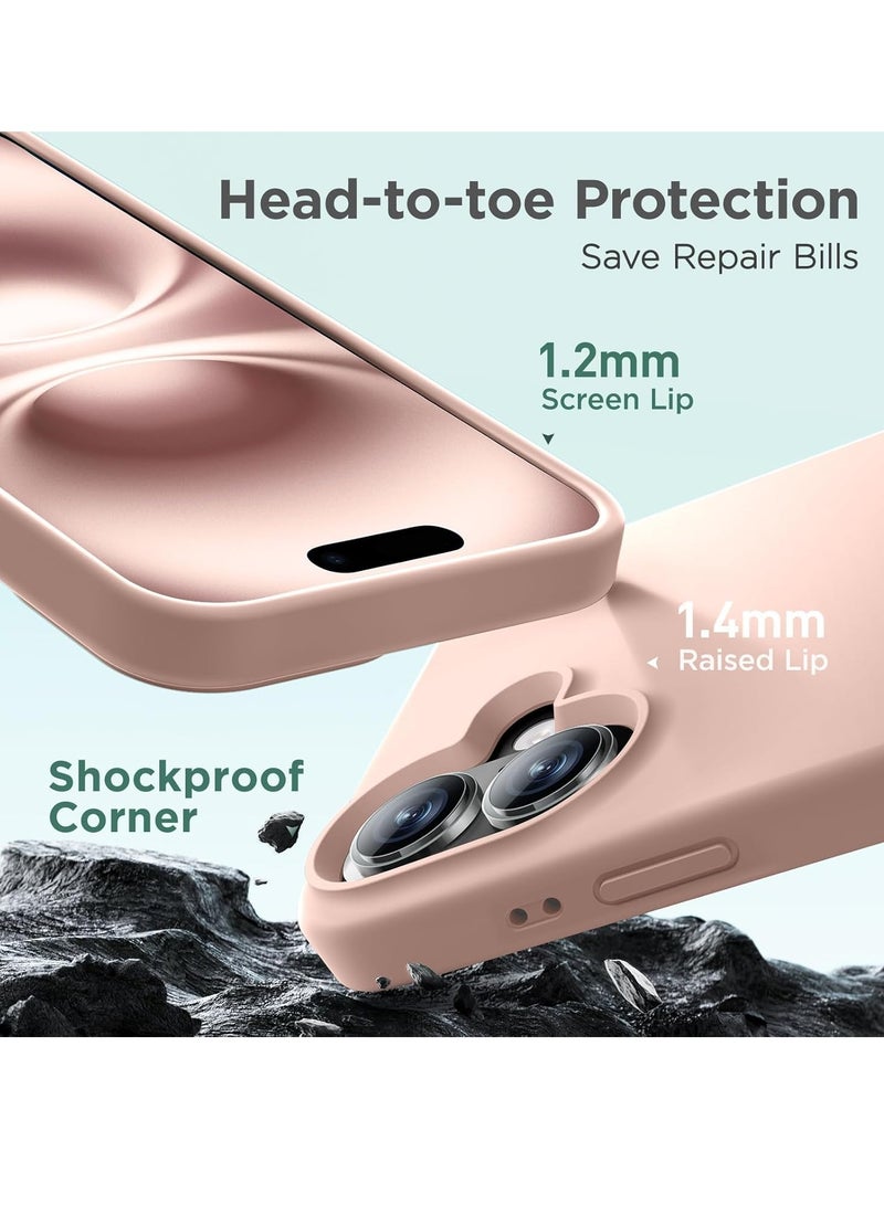 ELTRAZONE Premium Soft Liquid Silicone Case for iPhone 16 – Silky Soft Touch Full-Body Protective Bumper (Sandy Pink) - Image 4