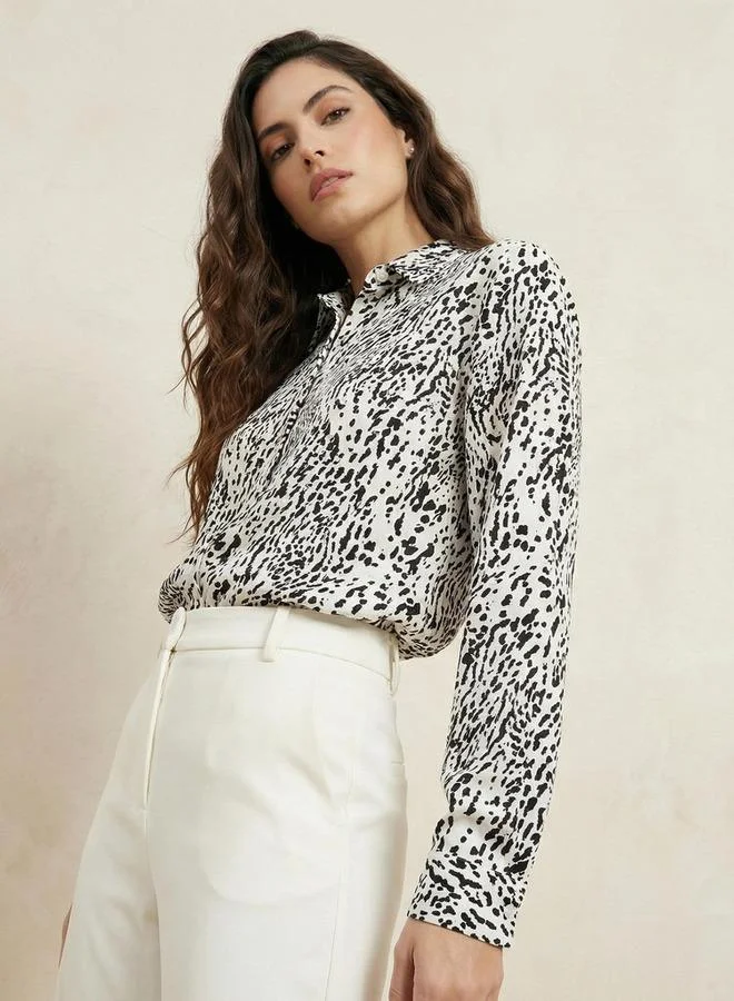 Splash FAV Viscose Shirt with Animal Print