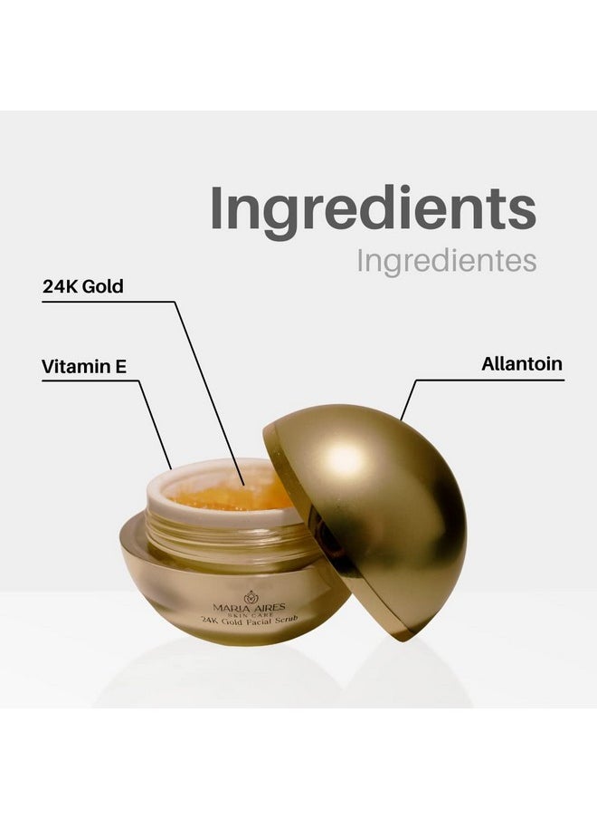 Maria Aires Skincare 24K Gold Facial Scrub Refreshing & Exfoliating Suitable For All Skin Types Formulated With Vitamin E Allantoin 24K Gold Cruelty Free Antiaging Cleansing  - Image 4